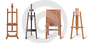 3D set of wooden easel stands