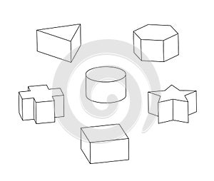 3d shapes coloring page