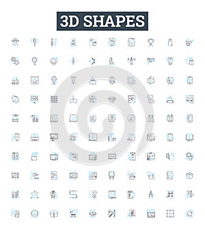 3d shapes vector line icons set. Polyhedron, cube, pyramid, cuboid, tetrahedron, octahedron, prism illustration outline