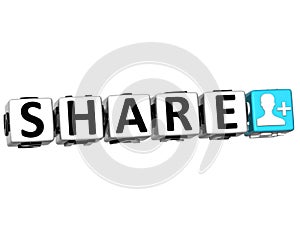 3D Share Button Click Here Block Text