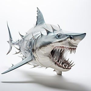 3d Shark Model With Spike Teeth - Spray Painted Realism