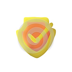 3d Shield vector icon. Concept for security and guaranteed. Safety, protection, shield check mark icon