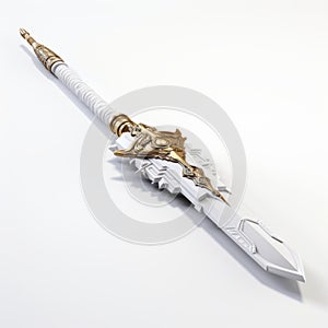 3d Shielded Cable Sword - White And Gold Gil Game Style