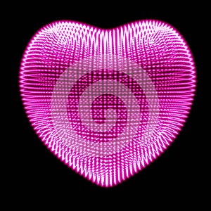 3d shining pink sparkle romantic heart glowing and dazzling in the dark