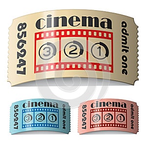 3d shiny curled cinema tickets