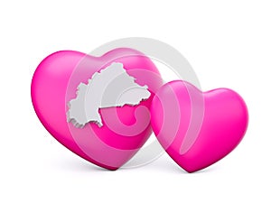 3d Shiny Pink Hearts With 3d White Map Of Burkina Faso Isolated On White Background, 3d illustration