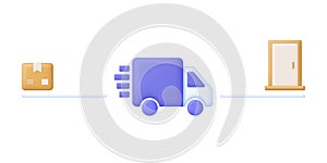 3D Shipping business steps of delivery. Concept of worldwide shipment. Express delivery, shipping, truck icon.