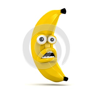 3d Shocked unpeeled banana