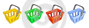 3d shopping basket icon set