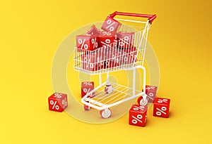 3d Shopping cart with discount cubes