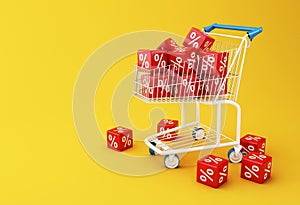 3d Shopping cart with discount cubes