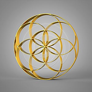 3D sign Seed of Life gold 2