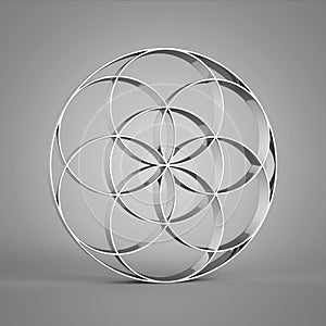 3D sign seed of life silver 2