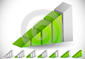 3D Signal Strength Indicator Icon Set - Progress Indicators