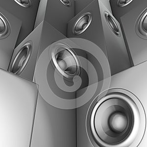 3d silver chrome sound-system deejay dj set