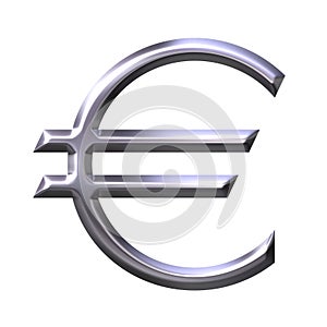 3D Silver Euro Currency Symbol