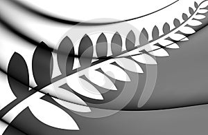 3D Silver Fern Flag, New Zealand.