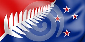 3D Silver Fern Flag, Proposal Flag New Zealand.