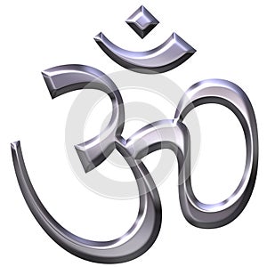 3D Silver Hinduism Symbol photo