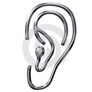 3D Silver Human Ear