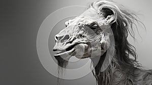 3d Silver And Light Gray Camel Head Sculpture Inspired By Ryohei Hase