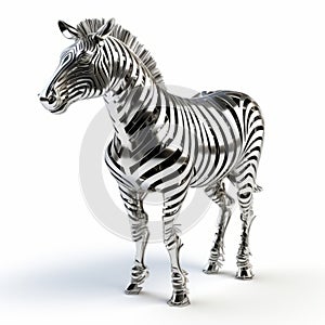 3d Silver Zebra Model On White Background