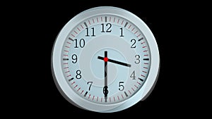 3d simple clock with hour, second and minute arrows is in space, computer generated modern business backdrop