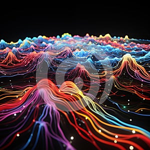 3D sinusoidal waves colourful technology telecommunications signals
