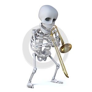 3d Skeleton playing a trombone