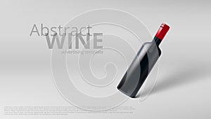3D Slanted Glass Wine Bottle Advertising Template