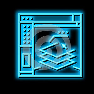 3d slicing software neon glow icon illustration