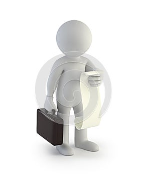 3d small people - businessman with a list of cases