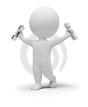 3d small people exercises with dumbbells
