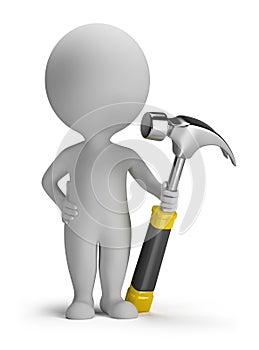 3d small people with hammer