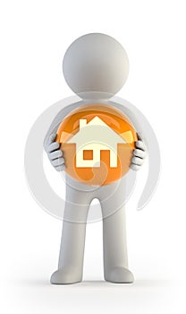 3d small people - house icon