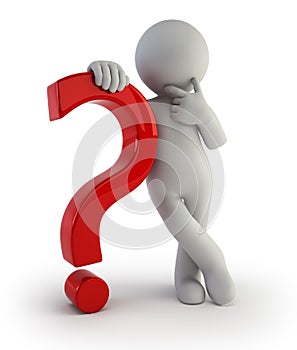 3d small people - with a question mark