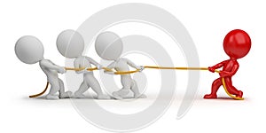 3d small people - rope pulling photo