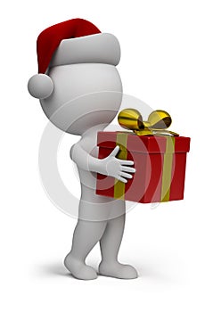 3d small people - Santa with a gift