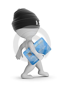 3d small people - thief with a credit card