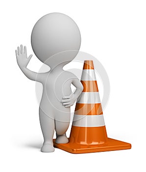 3d small people - traffic cone