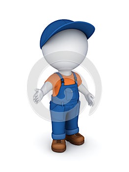 3d small person in a workwear.