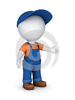 3d small person in a workwear.