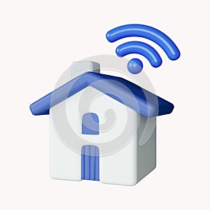 3d smart home and Wifi concept. Smart home control. Digital house system. Smartphone online connection. Wifi network