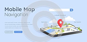 3d smartphone GPS map navigation illustration