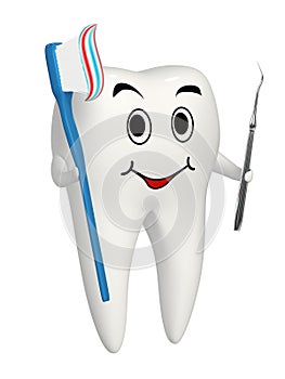 3d smiling tooth with Toothbrush and carver icon photo