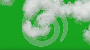 3D smoke animation of burning flames on isolated green screen background in chromakey 4k effects