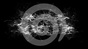 3D smoke explosion shockwave effect and divergent wave isolated on black background
