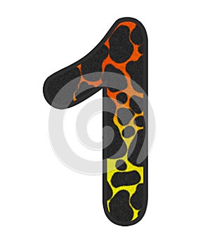 3D Snake Orange-Yellow print Number 1, animal skin fur creative decorative clothes, Sexy Fabric colorful isolated in white bg.