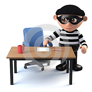 3d Sneaky burglar spys on your desk