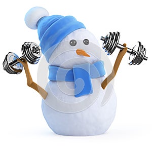 3d Snowman lifting weights